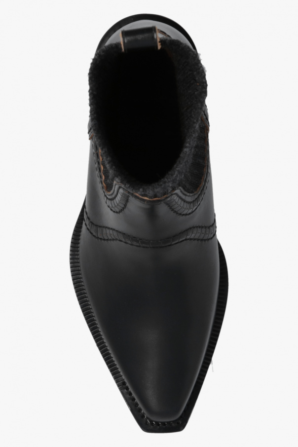 ロングブーツ CHLOE Black Leather Nellie Ankle Boots Chloé Nellie leather ankle boots Chloe